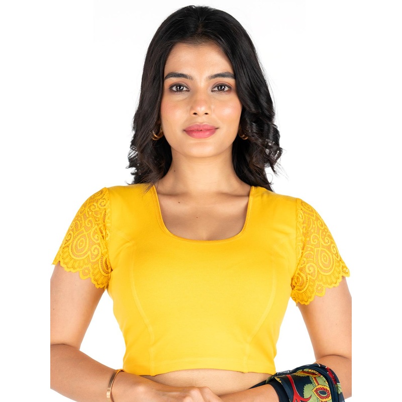 Abhi Stretchable Half Net Sleeves Readymade Saree Blouse