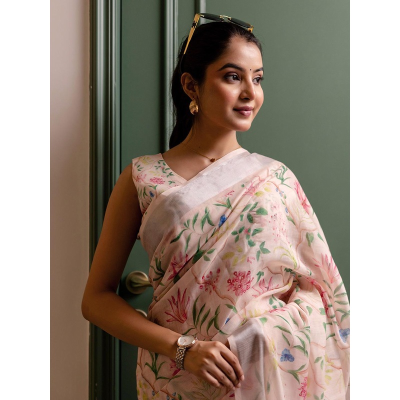 all about you Floral Printed Zari Ready to Wear Saree