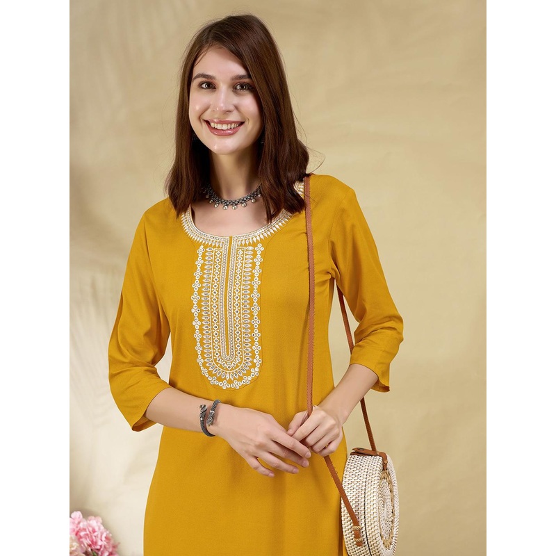 Anouk Rustic Embroidered Straight Kurta