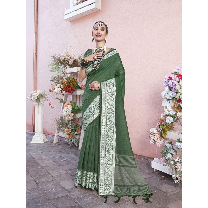Anouk Rustic Zari Linen Blend Saree