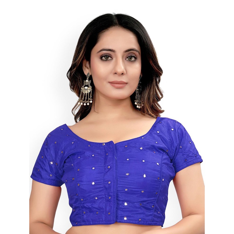 HERE&NOW Embroidered Mirror Work Padded Saree Blouse