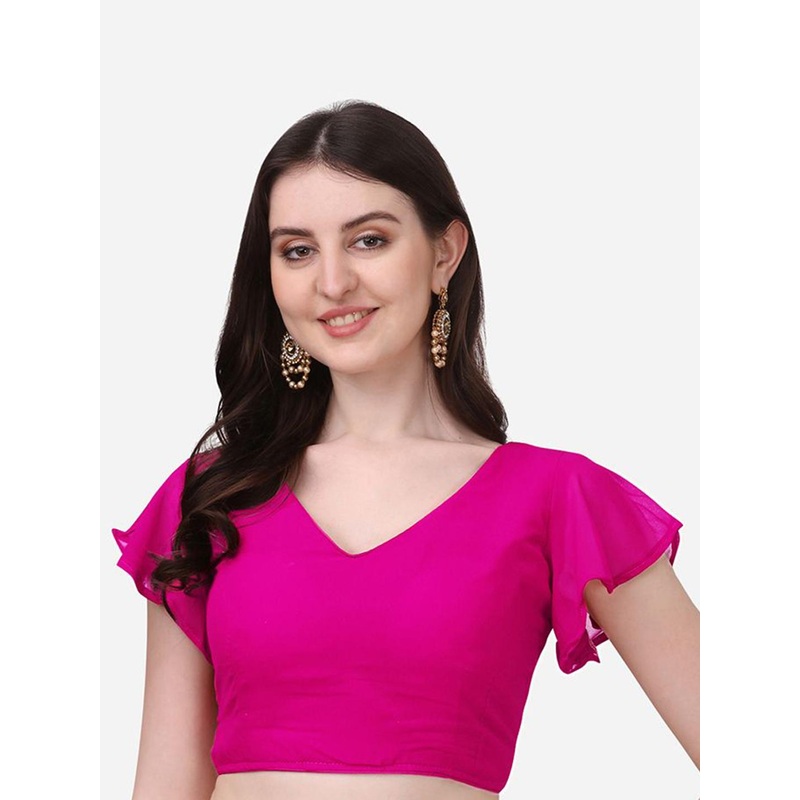 HERE&NOW V-Neck Bell Sleeve Readymade Saree Blouse