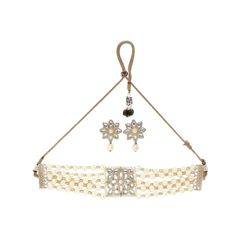 KARATCART Gold-Plated Pearls Beaded Jewellery Set