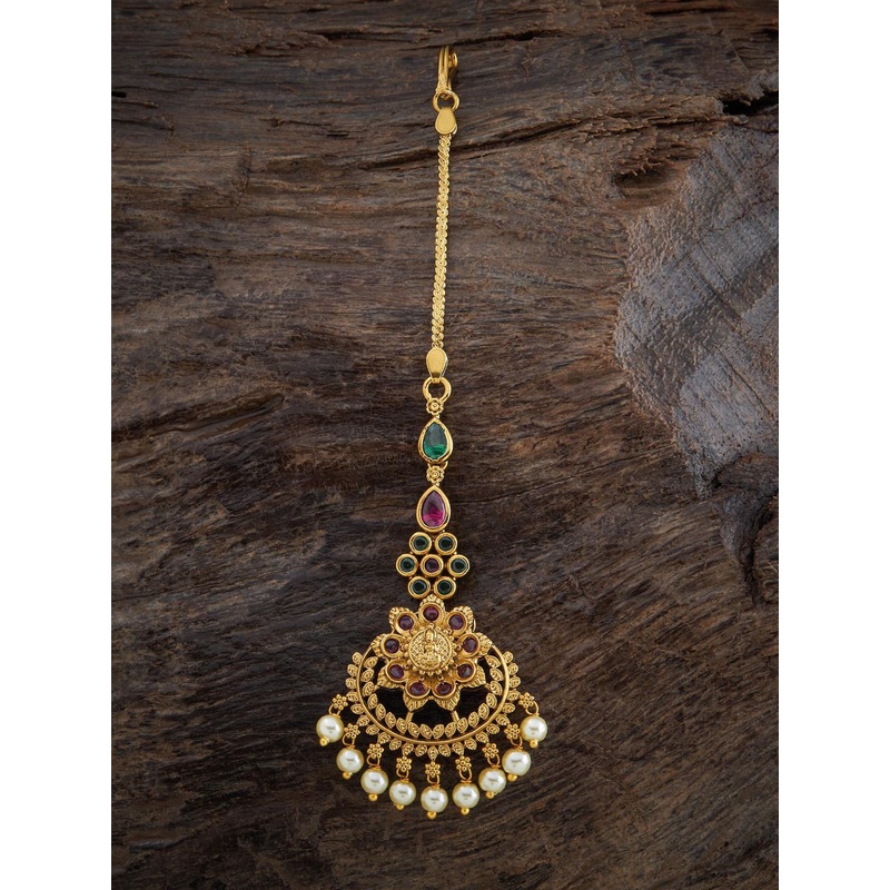 Kushal’s Fashion Jewellery Gold Plated Stone Studded Maangtikka