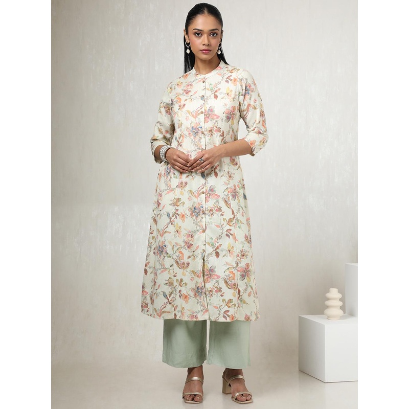 Soch Floral Printed Mandarin Collar Straight Kurta