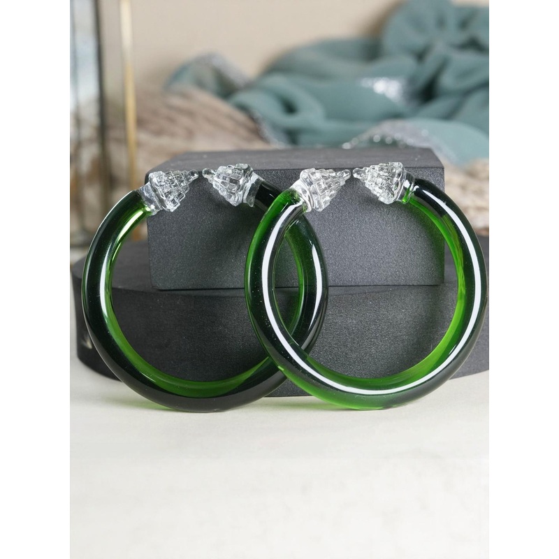 THE GOLDEN CASCADE Set Of 2 Glass Kada Bangles