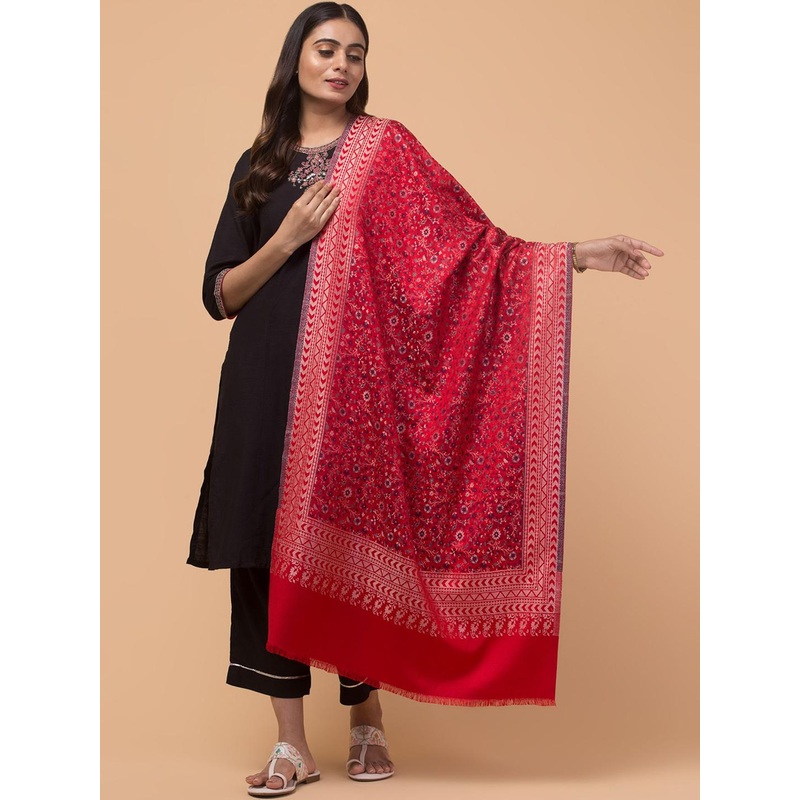 Tweedle Floral Woven Design Acrylic Shawl