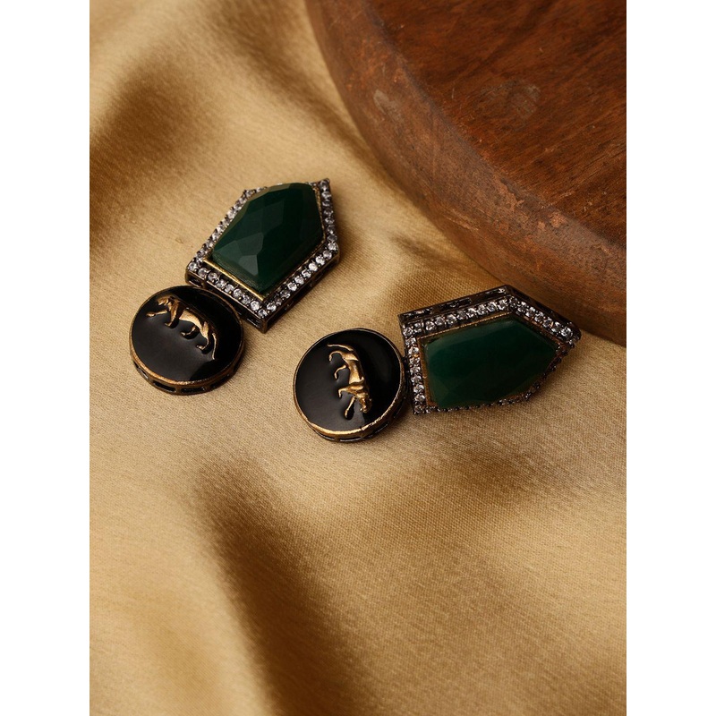 VENI 18K Gold Plated Kundan Studded Contemporary Studs