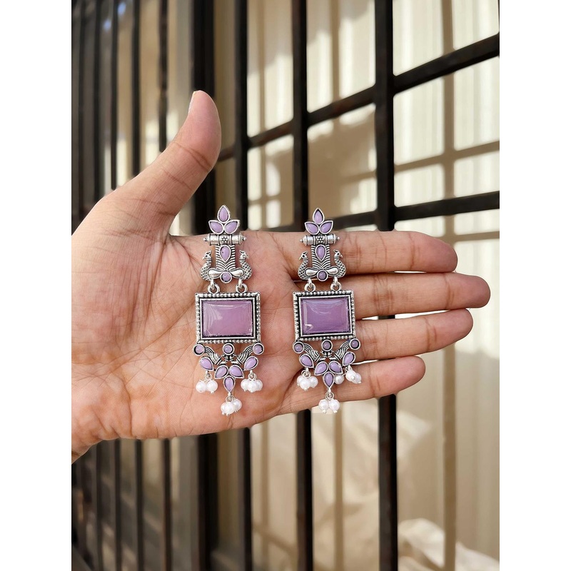 Anouk Set Of 2 Artificial Stones Studded and Beaded Contemporary Drop Earrings