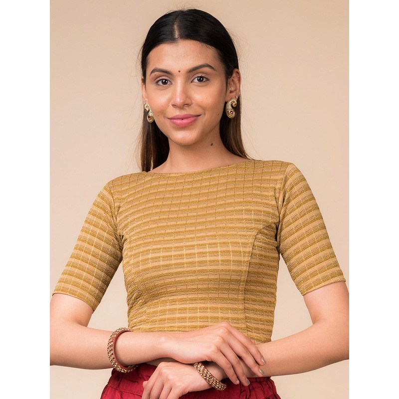 Bindigasm’s Advi Striped Boat Neck Stretchable Saree Blouse