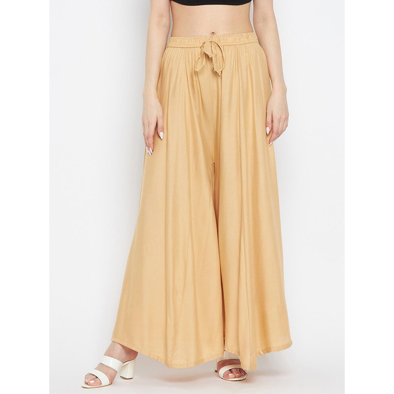 Clora Creation Women Beige Flared Ethnic Palazzos
