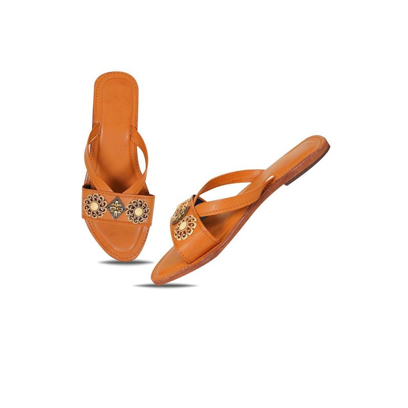 DFR Women Ethnic Embellished Comfortable Sliders