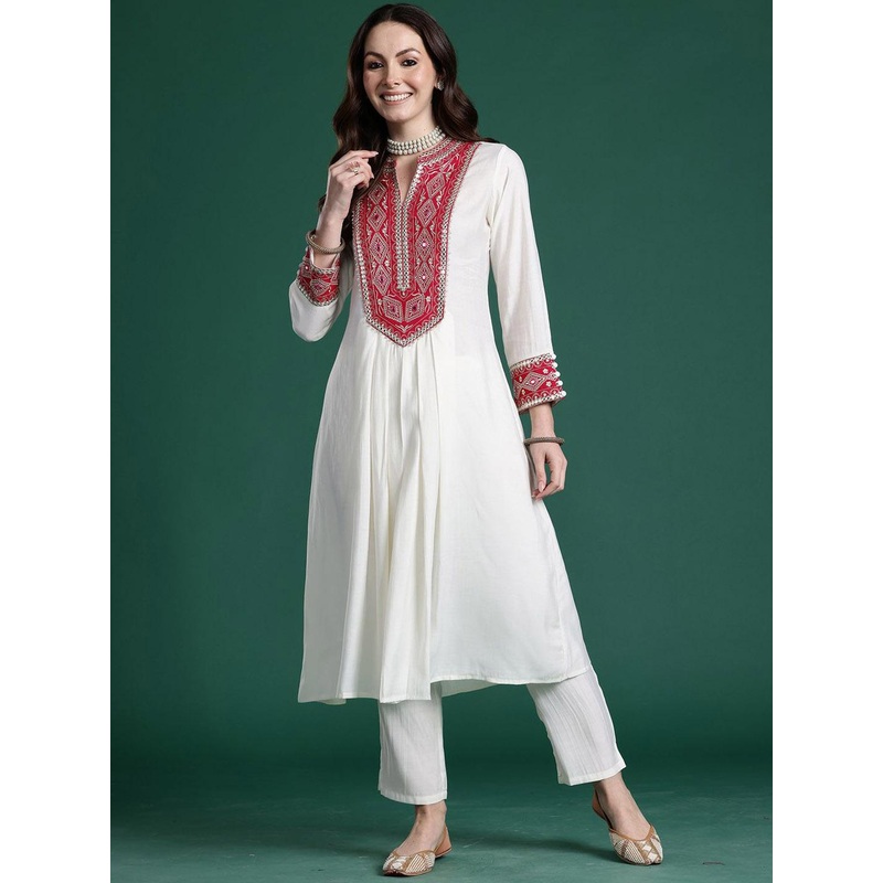 Indo Era Embroidered Top With Trousers Co-Ords