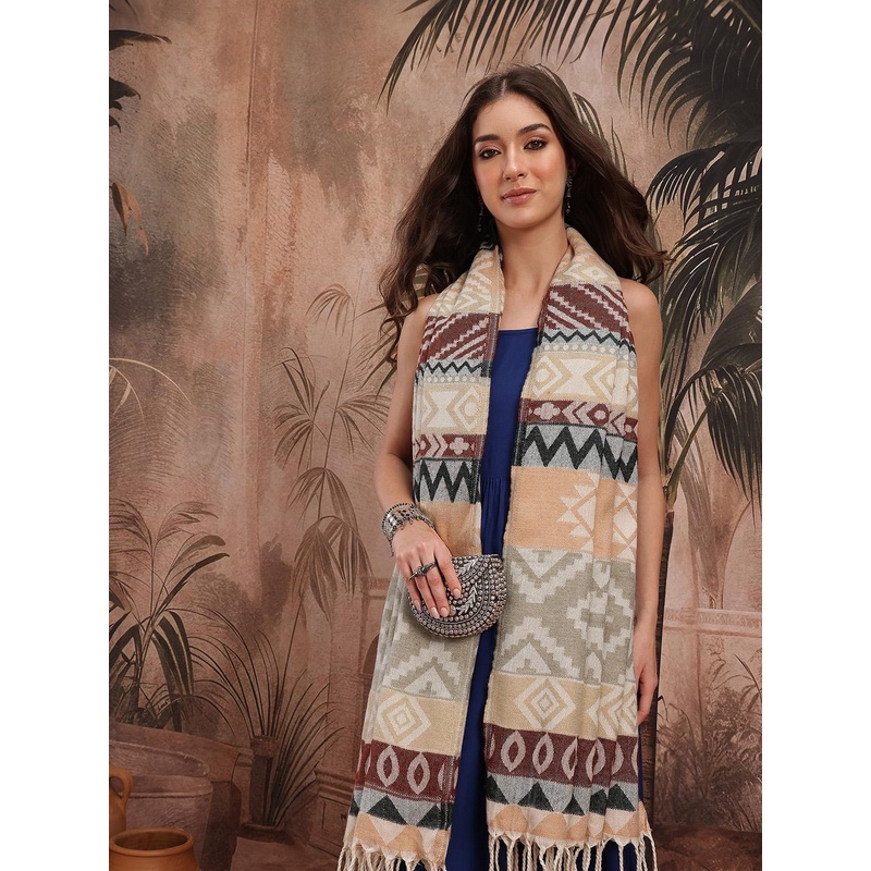 Sangria Women Woven Design Shawl