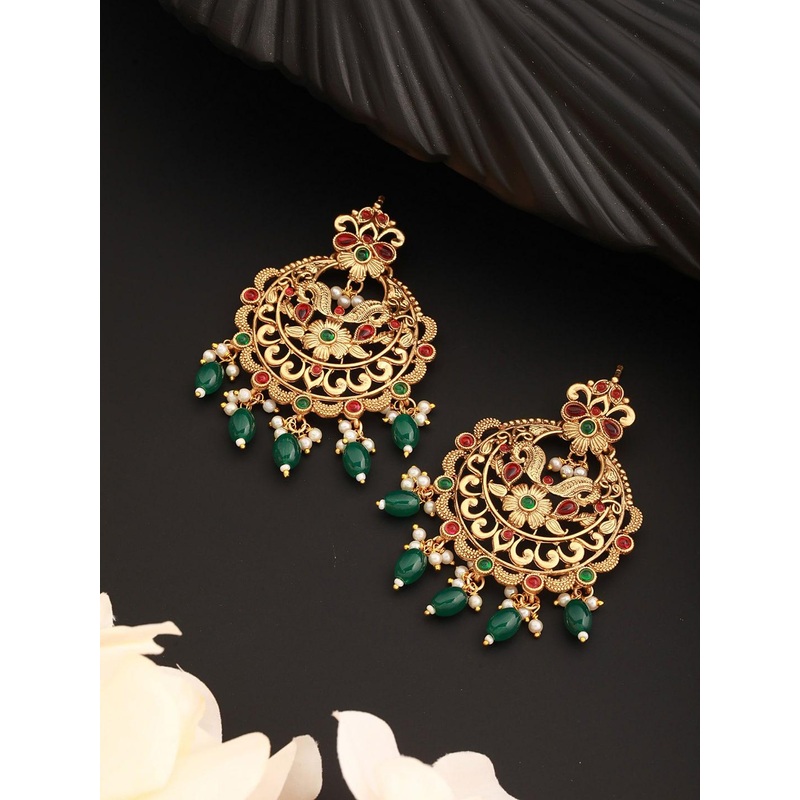 Saraf RS Jewellery Gold-Plated Cresent Shaped Chandbalis