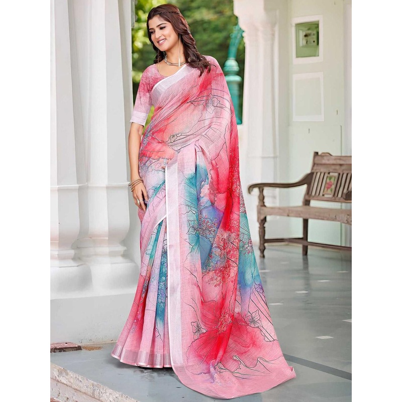 Sidhidata Beautiful Floral Printed Zari Saree