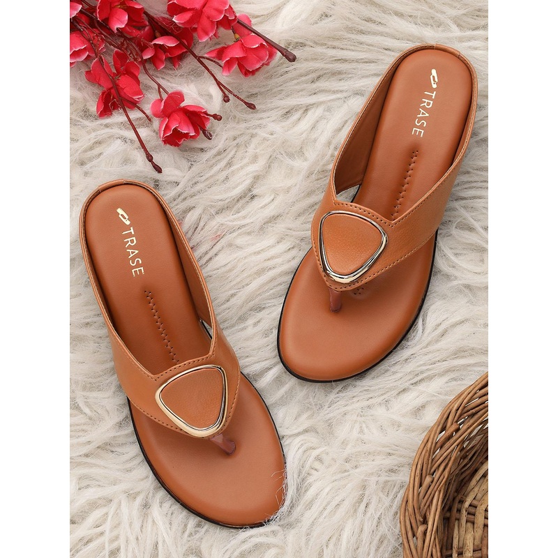 TRASE Tan Brown Ethnic Wedge Heels