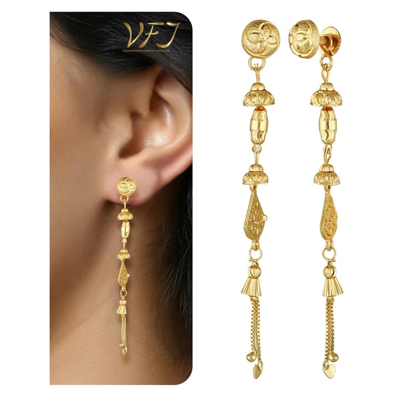 Vighnaharta Gold-Plated Contemporary Shaped Drop Earrings