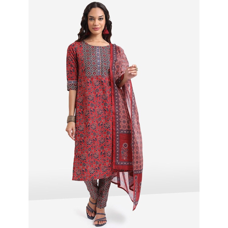 Vishudh Floral Printed Regular Kurta with Trousers & With Dupatta