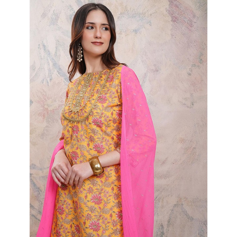 Vishudh Floral Printed Staright Kurta With Sharara & Dupatta