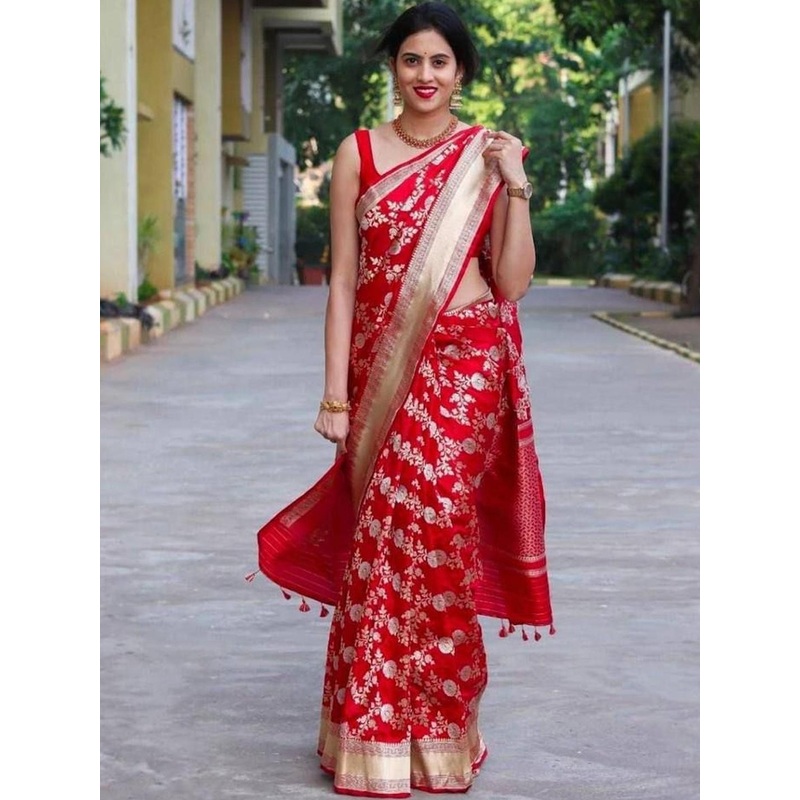 YAMUNE Ethnic Motifs Zari Art Silk Handloom Banarasi Saree