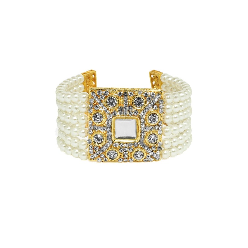 Zaveri Pearls Gold-Toned Alloy Gold-Plated Cuff Bracelet