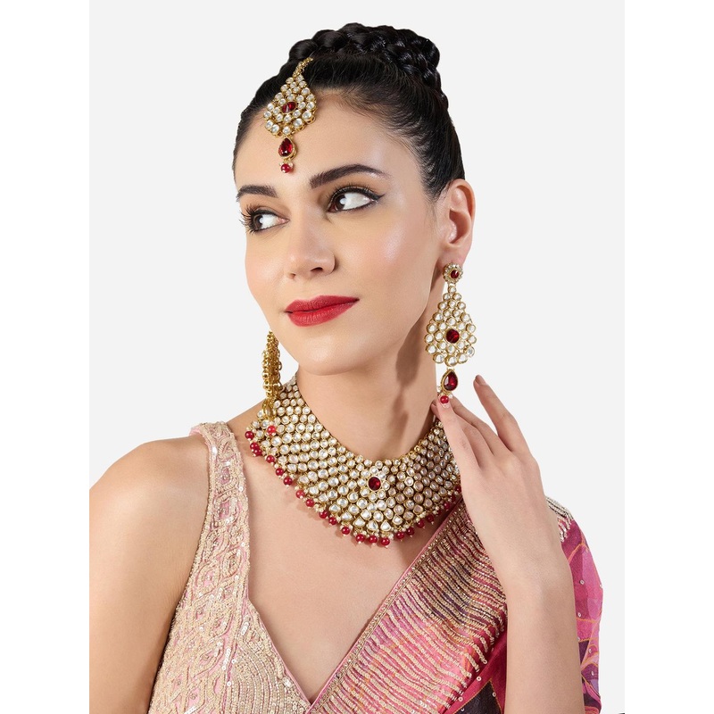 Zaveri Pearls Stone-Studded & Beaded Jewellery Set