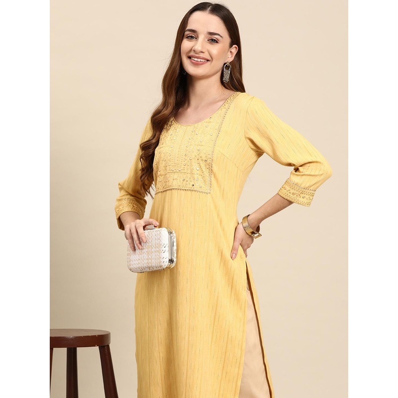 Anouk Ethnic Motifs Embroidered Sequinned Dobby Kurta