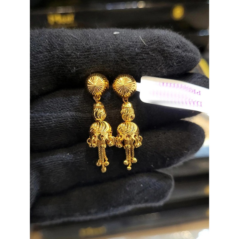 Anshenterpris Gold-Plated Crystals Studded Drop Earrings