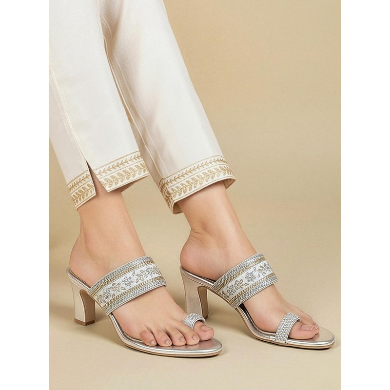 House of Pataudi Embellished Ethnic Block Heels