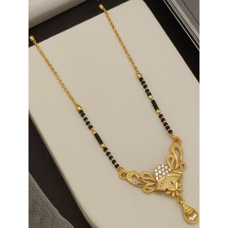 Queenzart Gold-Plated Artificial Stones and Beads Mangalsutra