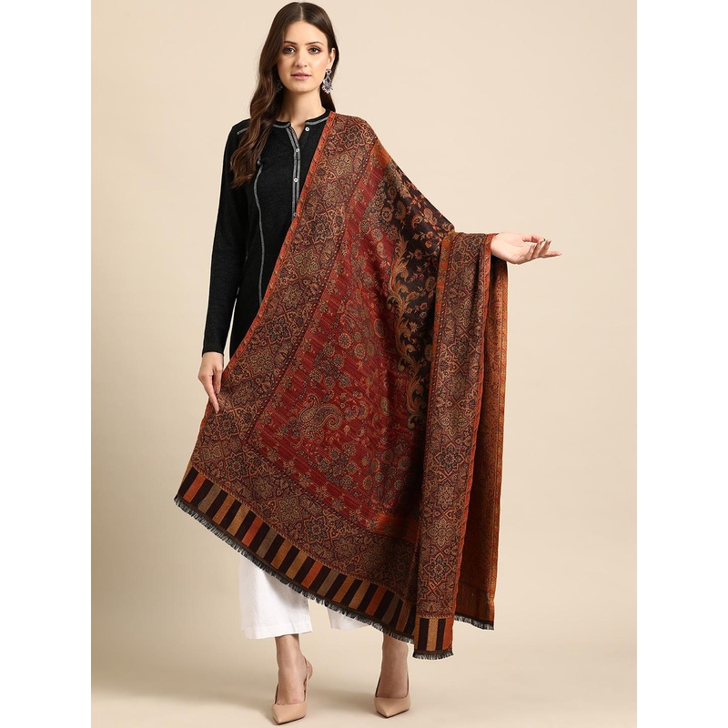 Sangria Women Ethnic Motifs Woven Design Shawl