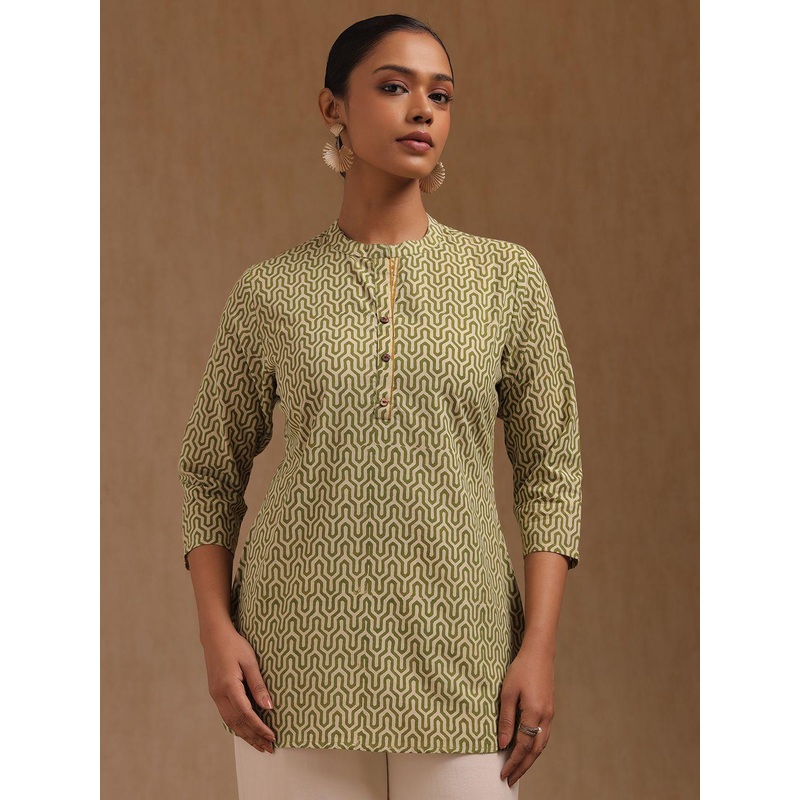 Soch Women Abstract Printed Mandarin Collar Cotton Tunic