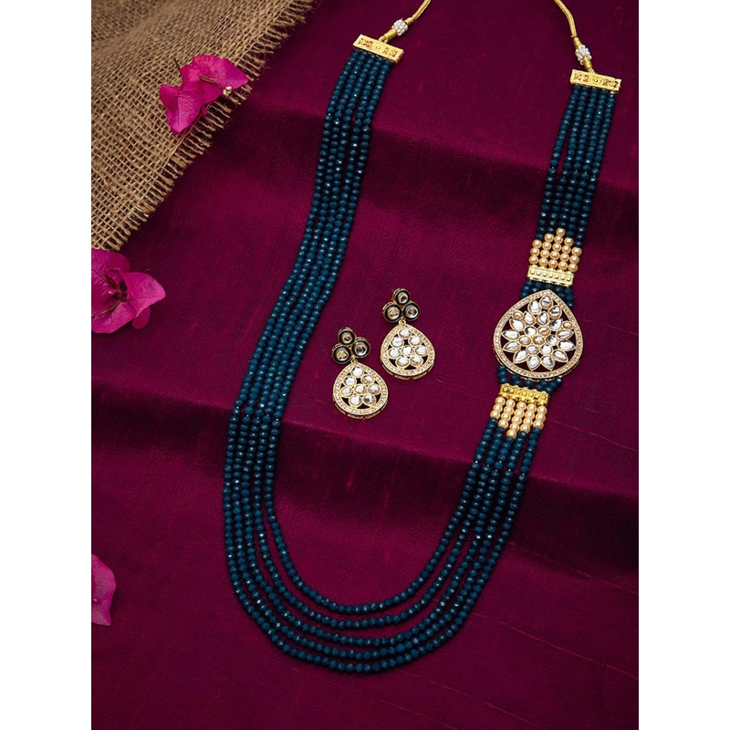 SOHI Women Gold-Plated Blue AD Stone-Studded Jewellery Set