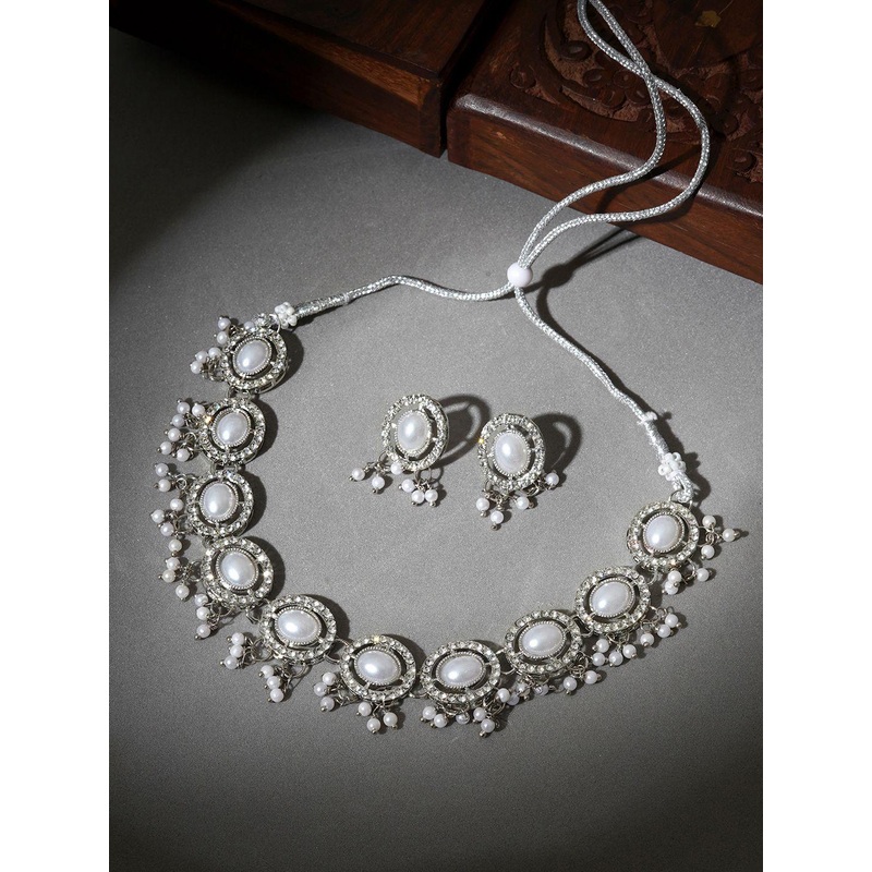 TEEJH Stone Studded & Beaded Jewellery Set