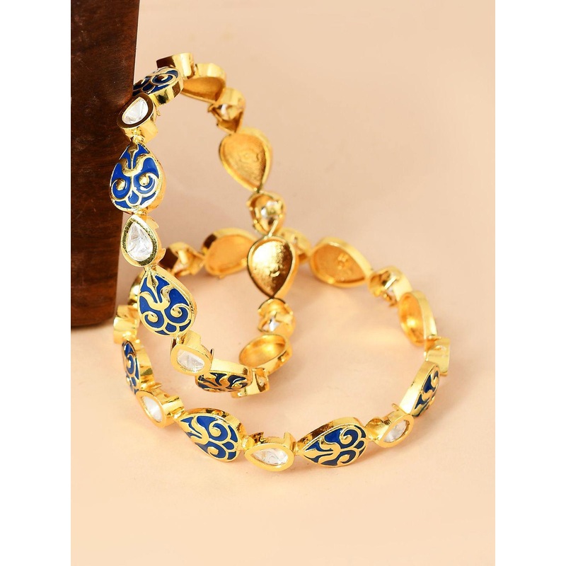 Voylla Set Of 2 Gold-Plated Kundan-Studded Bangles