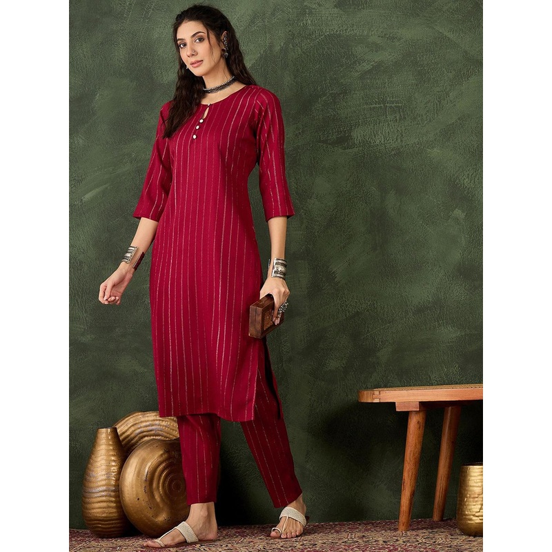 VredeVogel Striped Sraight Kurta with Trousers