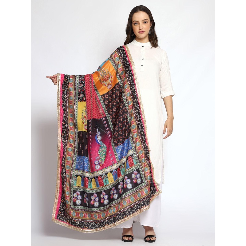 WEAVERS VILLA Ethnic Motifs Printed Art Silk Dupatta