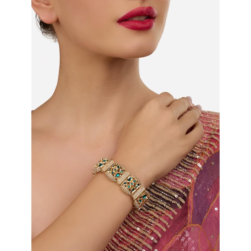 Zaveri Pearls Gold Plated Artificial Stones Wraparound Bracelet