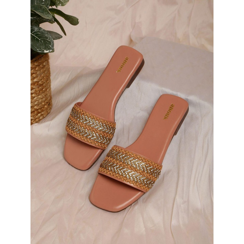 Anouk Women Ethnic Embellished Open Toe Flats