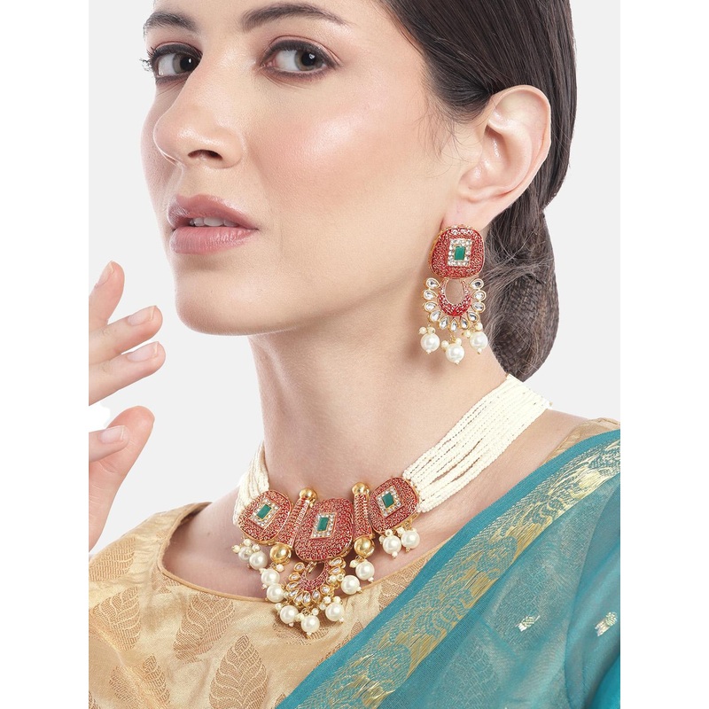 Anouk Women Gold-Plated Beaded Jewellery Set