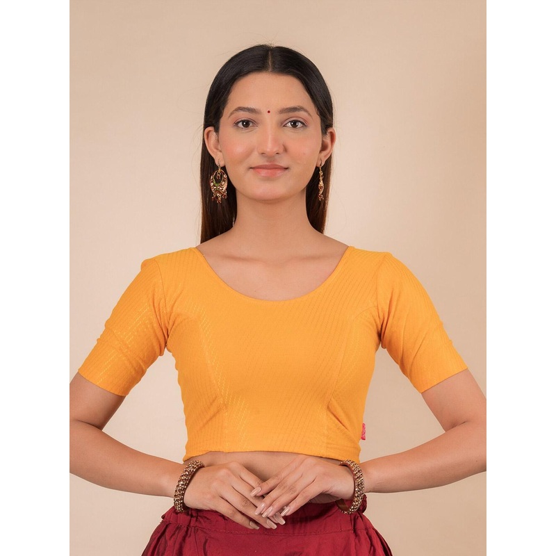 Bindigasm’s Advi Self-Design Cotton Stretchable Saree Blouse