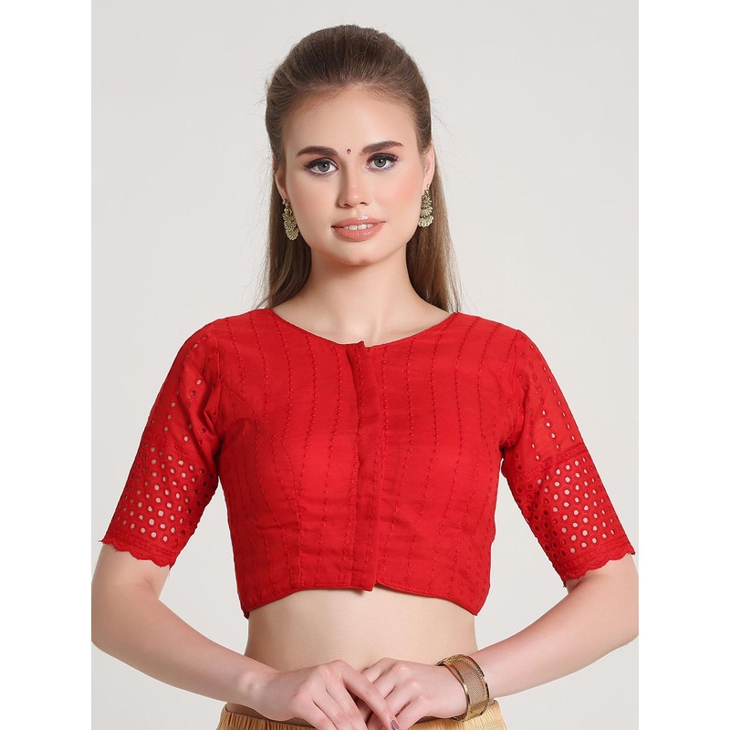 HERE&NOW Embroidered Cotton Padded Saree Blouse