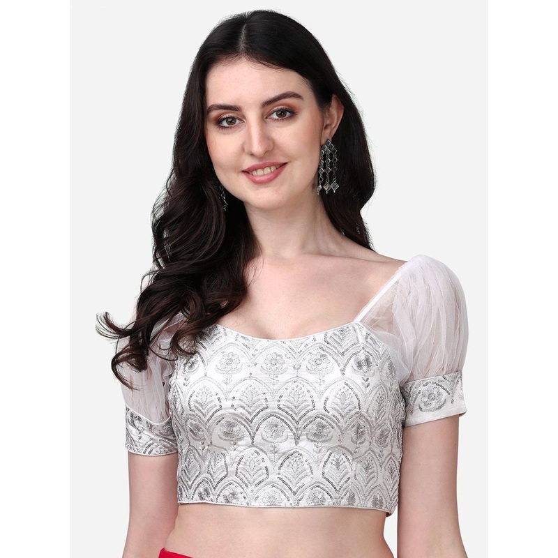 HERE&NOW Embroidered Puff Sleeved Saree Blouse