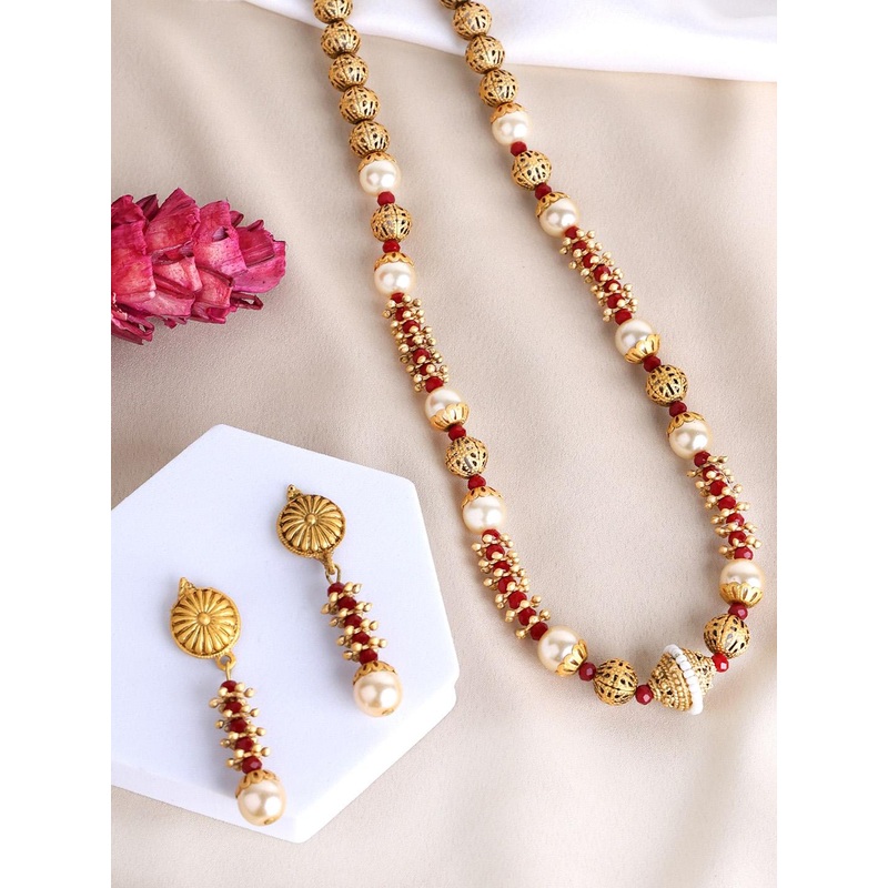 PANASH Gold Plated Beaded Jewellery Set