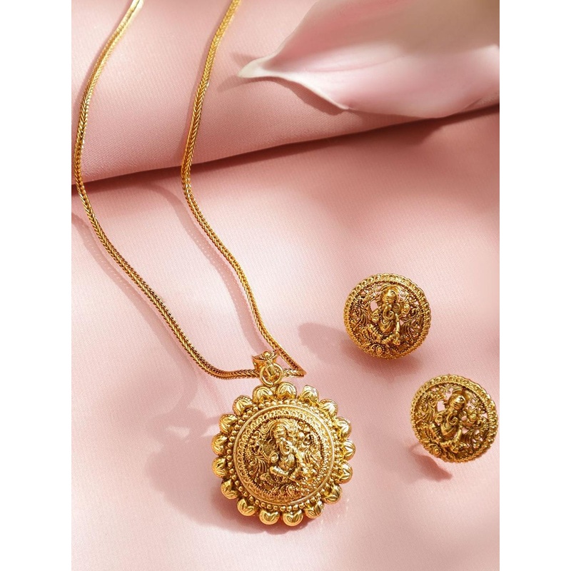Rubans 18K Gold-Plated Temple Jewellery Set