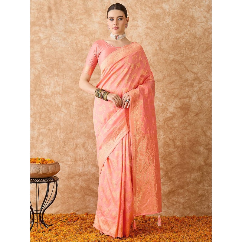 Sangria Woven Design Banarasi Saree With Blouse