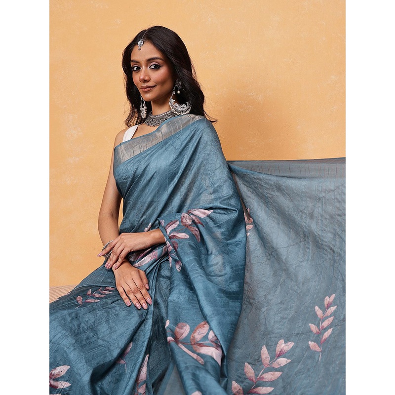 Silk Land Women Woven Design Zari Ready To Wear Saree