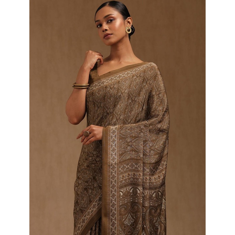 Soch Ethnic Motifs Printed Pure Crepe Saree
