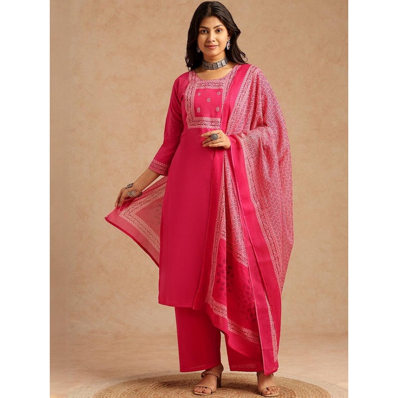 SZN Women Ethnic Motifs Printed Regular Pure Cotton Kurta with Palazzos & With Dupatta